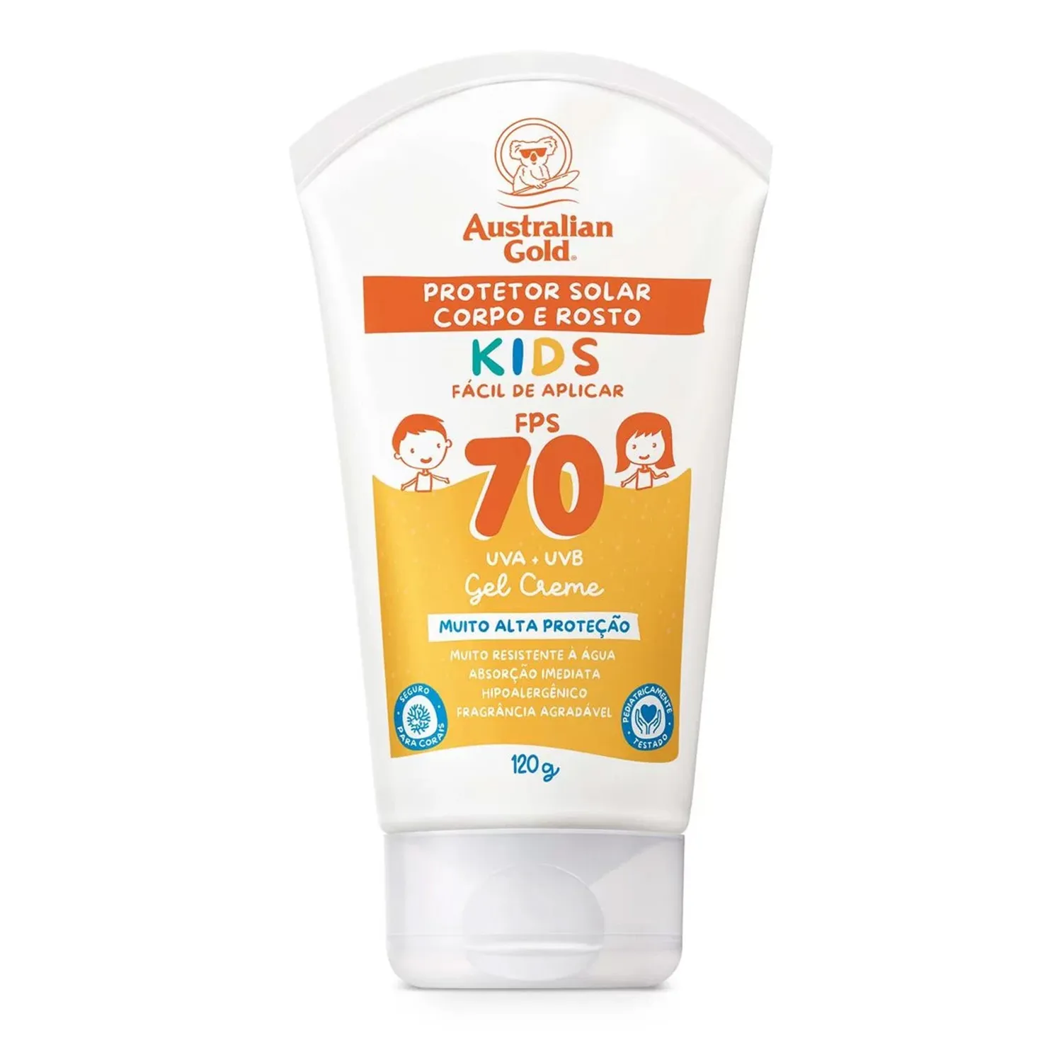 Protetor Solar Corporal Gel Creme Kids Fps70 Australian Gold 120g