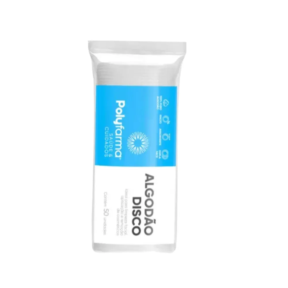 Algodao Polyfarma Disco Ziplock 50un