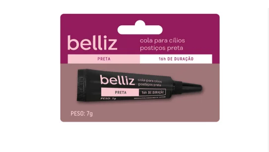 Cola Para Cilios Postiços Preta 16horas Belliz 7g
