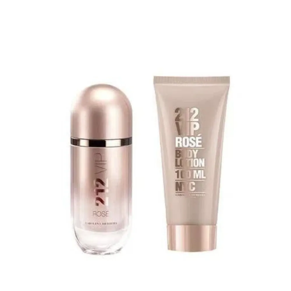 Kit Coffret 212 Vip Rose Edp 100ml+ Body Lotion Carolina Herrera