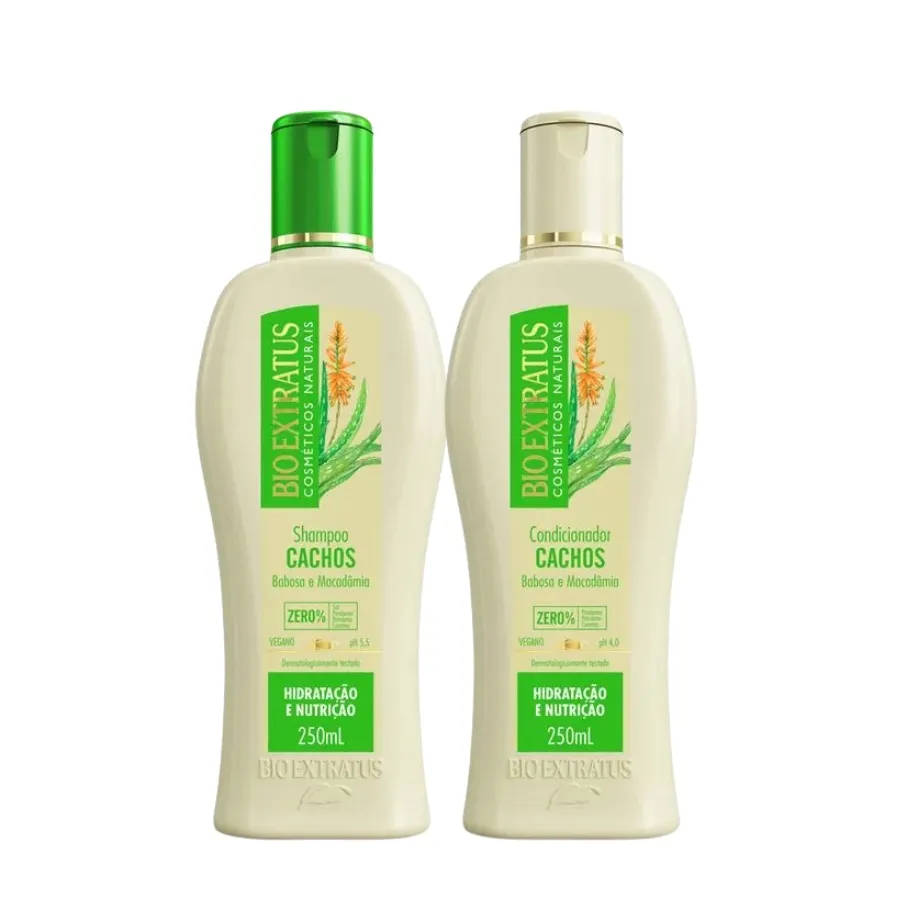 Kit Shampoo 250ml + Condicionador 250ml Cachos Babosa E Macadamia Bio Extratus