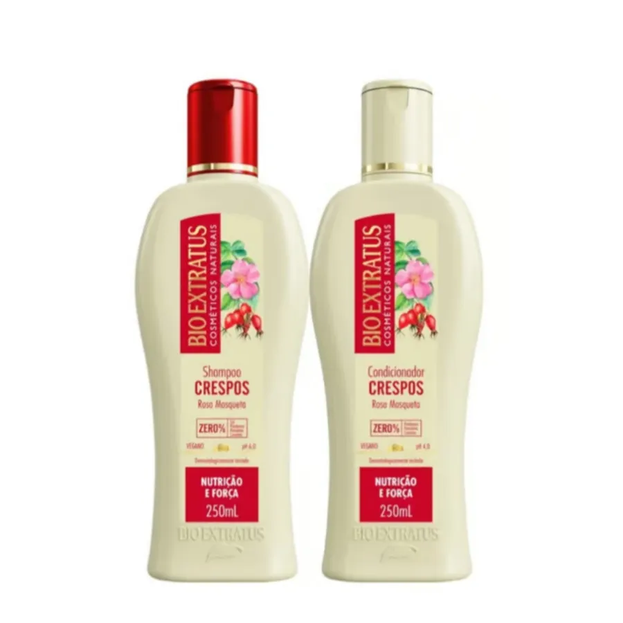 Kit Shampoo 250ml + Condicionador 250ml Crespos Rosa Mosqueta Bio Extratus