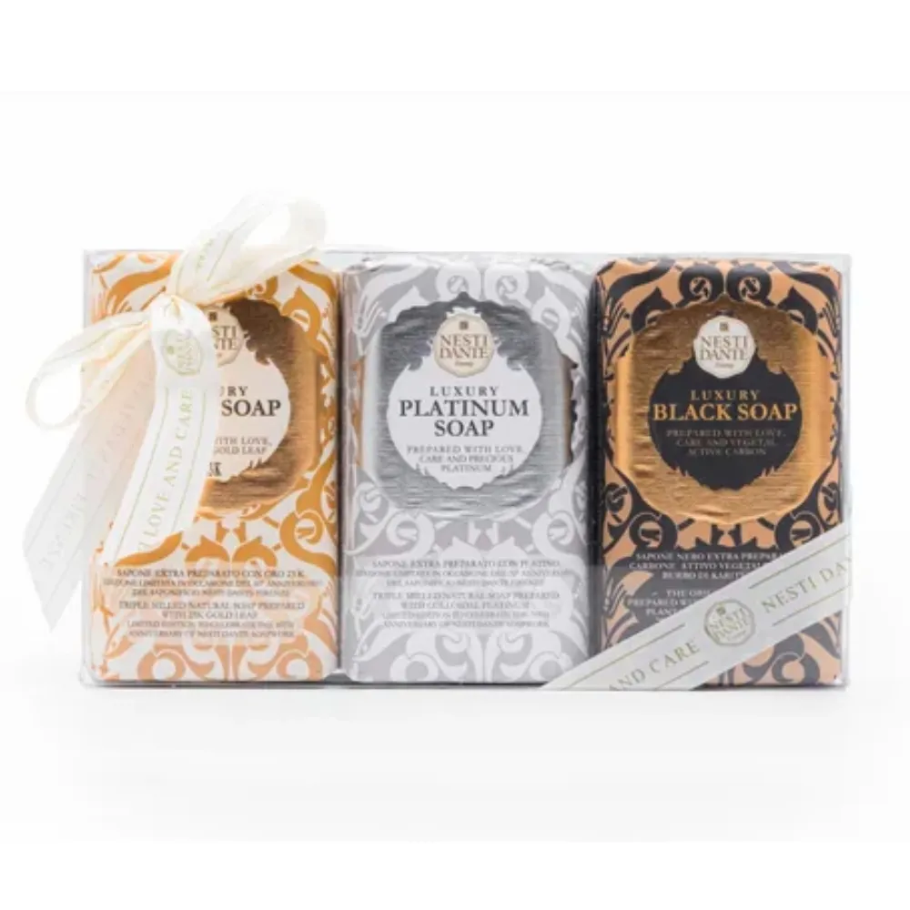 Kit Set Gold-platinum-black Soap 3 X 250gr Nesti Dante Firenze