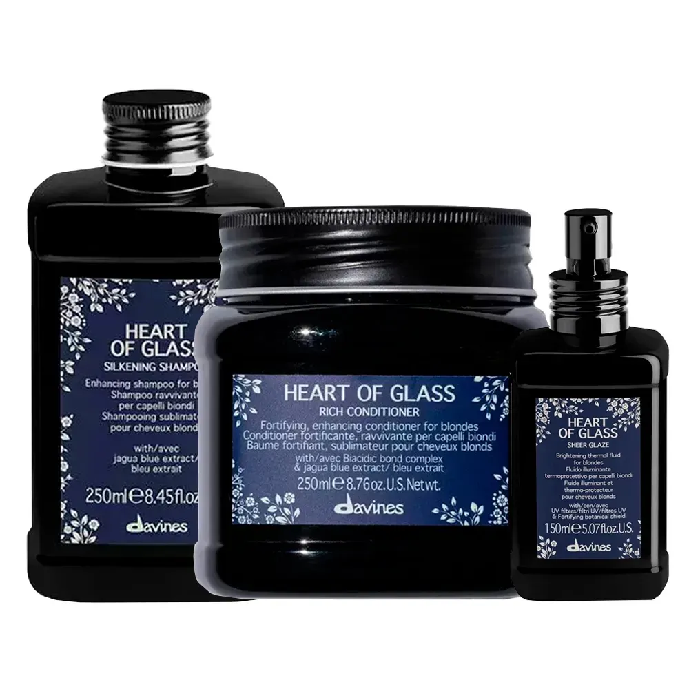 Kit Shampoo 250ml+condicionador 250ml+leave-in 150ml Heart Of Glass Davines