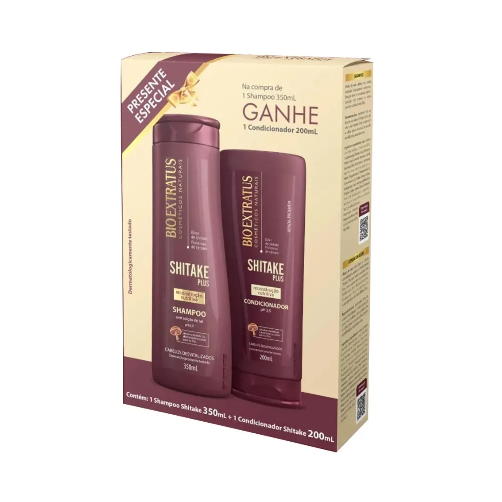 Kit Shampoo 350ml+condicionador 200ml Shitake Bio Extratus