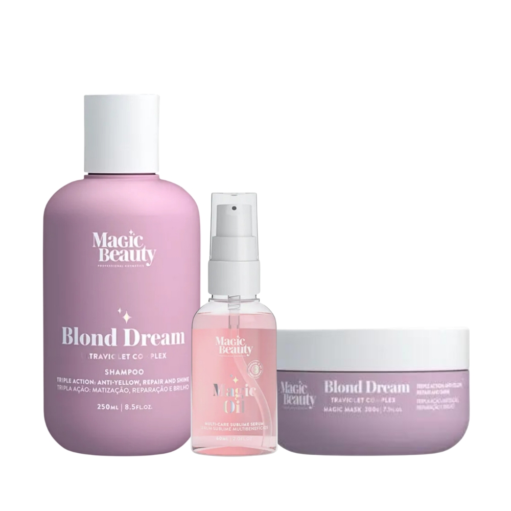 Kit Blond Dream Shampoo 250ml + Mascara 200g + Oil 60ml Magic Beauty